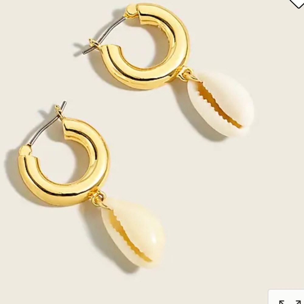 NWT J. Crew Cowrie shell drop huggie hoop earrings